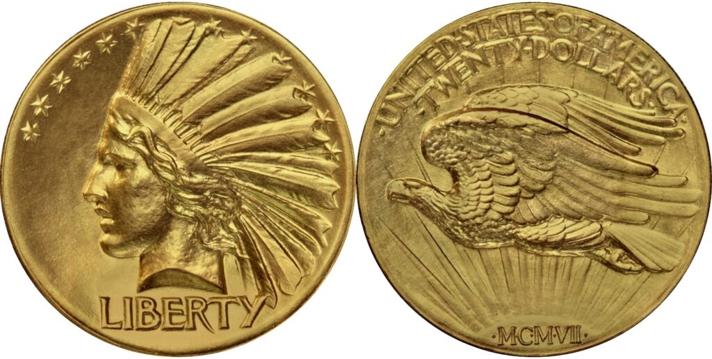 1907 Indian Head $20 Gold Pattern